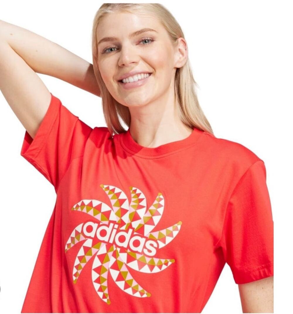 adidas x FARM Rio Women’s XL Red Geometric Graphic T-Shirt Crew Neck